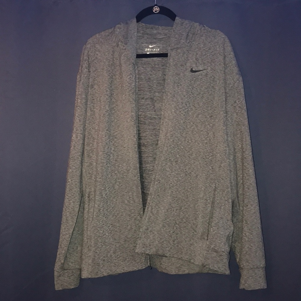 Nike heathered grey dri fit zip hoodie jacket